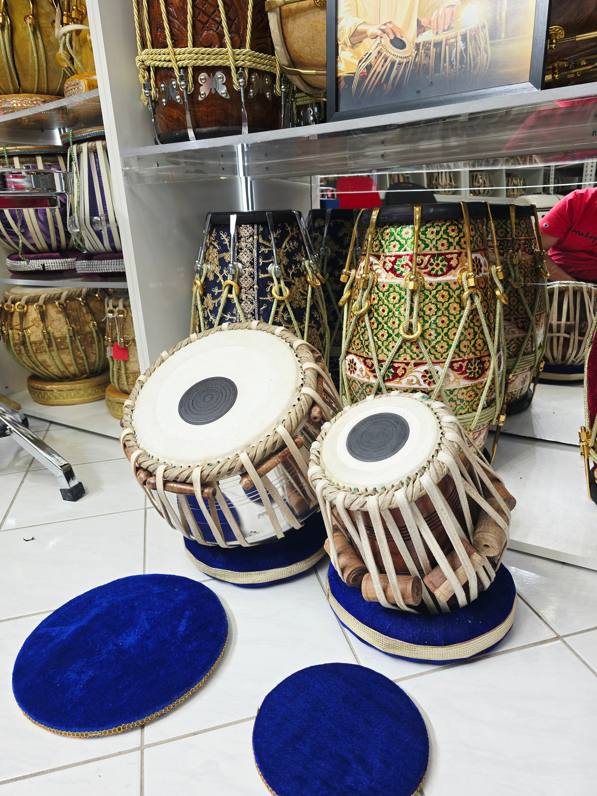 Sur Vistaar Semi-Professional Tabla Set | 5.25" E/D#/D Red Sheesham Dayan & 9.25" Brass Bayan | Very Minor Cosmetic Blemishes