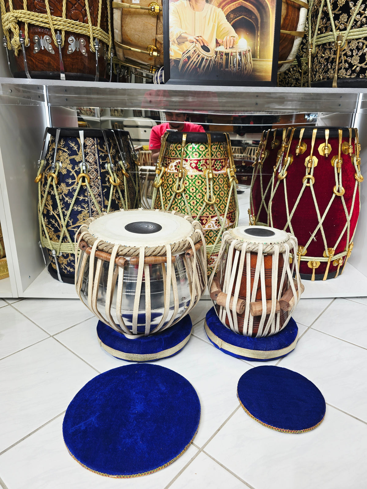 Sur Vistaar Semi-Professional Tabla Set | 5.25" E/D#/D Red Sheesham Dayan & 9.25" Brass Bayan | Very Minor Cosmetic Blemishes