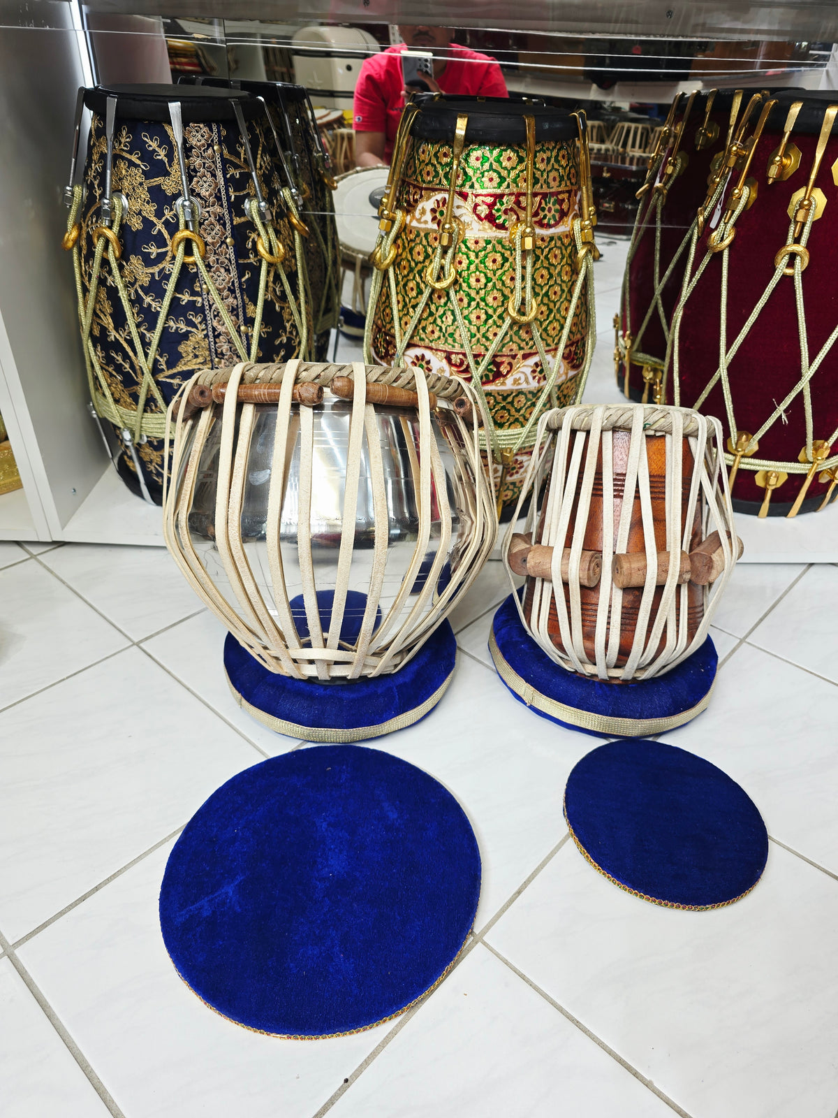 Sur Vistaar Semi-Professional Tabla Set | 5.25" E/D#/D Red Sheesham Dayan & 9.25" Brass Bayan | Very Minor Cosmetic Blemishes