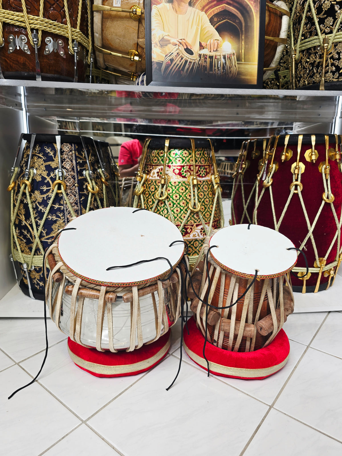 Naad Vistaar Semi-Professional Tabla Set | 5.5" E/D#/D Red Sheesham Dayan & 9.25" Brass Bayan | Very Minor Cosmetic Blemishes