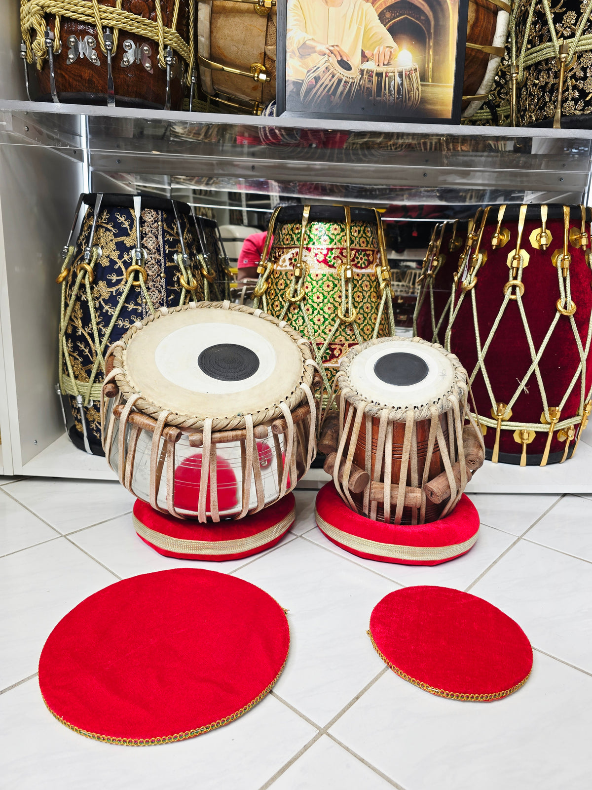 Naad Vistaar Semi-Professional Tabla Set | 5.5" E/D#/D Red Sheesham Dayan & 9.25" Brass Bayan | Very Minor Cosmetic Blemishes