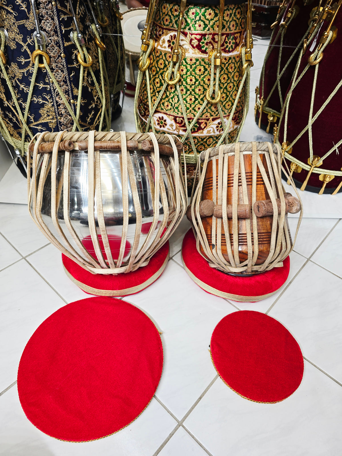 Naad Vistaar Semi-Professional Tabla Set | 5.5" E/D#/D Red Sheesham Dayan & 9.25" Brass Bayan | Very Minor Cosmetic Blemishes