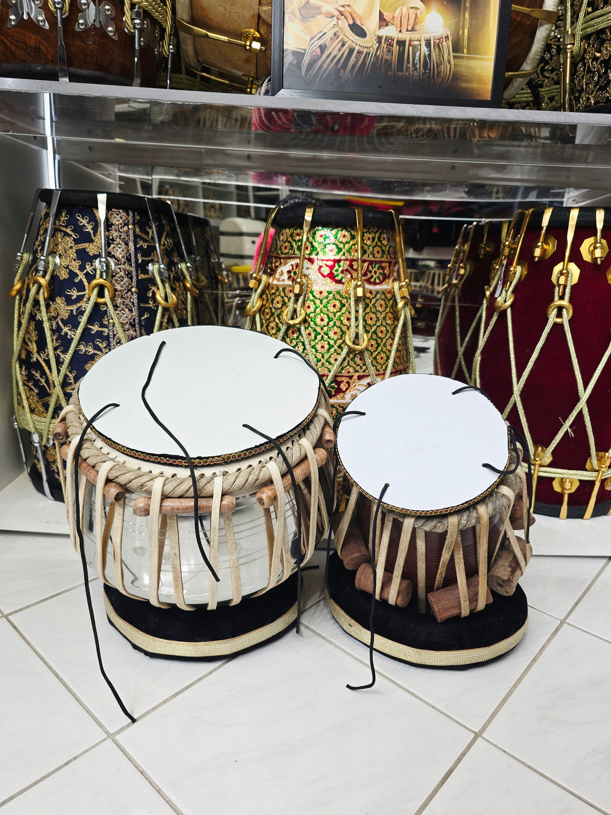 Swar Sadhana Semi-Professional Tabla Set | 5.5" E/D#/D Red Sheesham Dayan & 9.25" Brass Bayan | Very Minor Cosmetic Blemishes