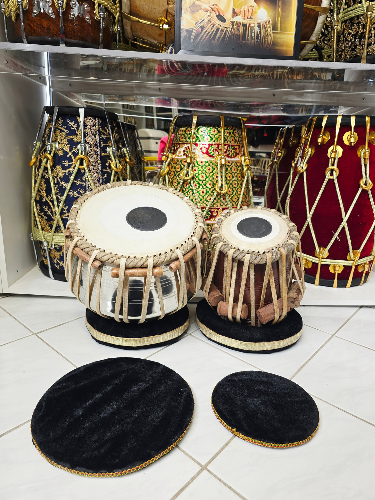 Swar Sadhana Semi-Professional Tabla Set | 5.5" E/D#/D Red Sheesham Dayan & 9.25" Brass Bayan | Very Minor Cosmetic Blemishes