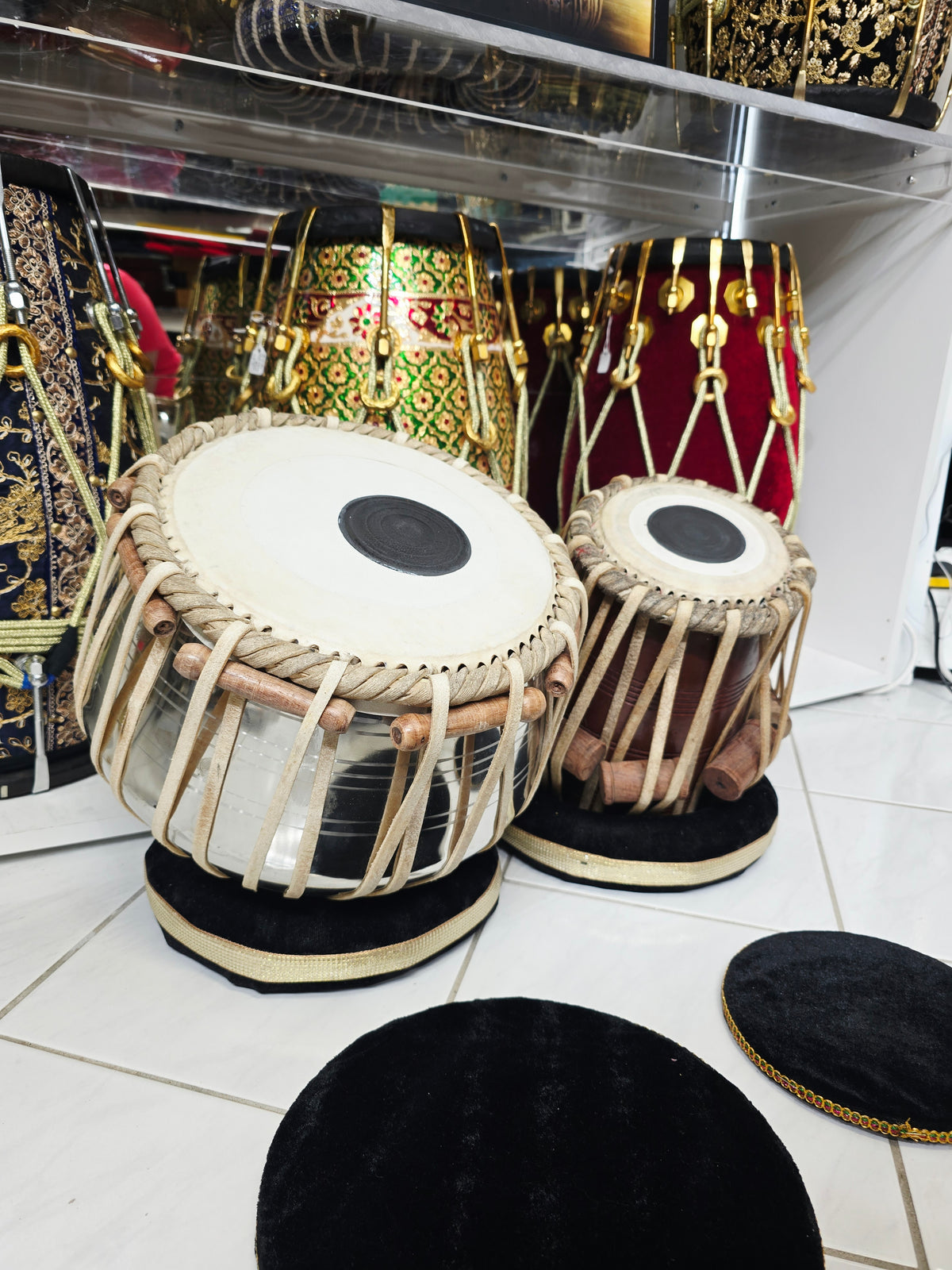 Swar Sadhana Semi-Professional Tabla Set | 5.5" E/D#/D Red Sheesham Dayan & 9.25" Brass Bayan | Very Minor Cosmetic Blemishes