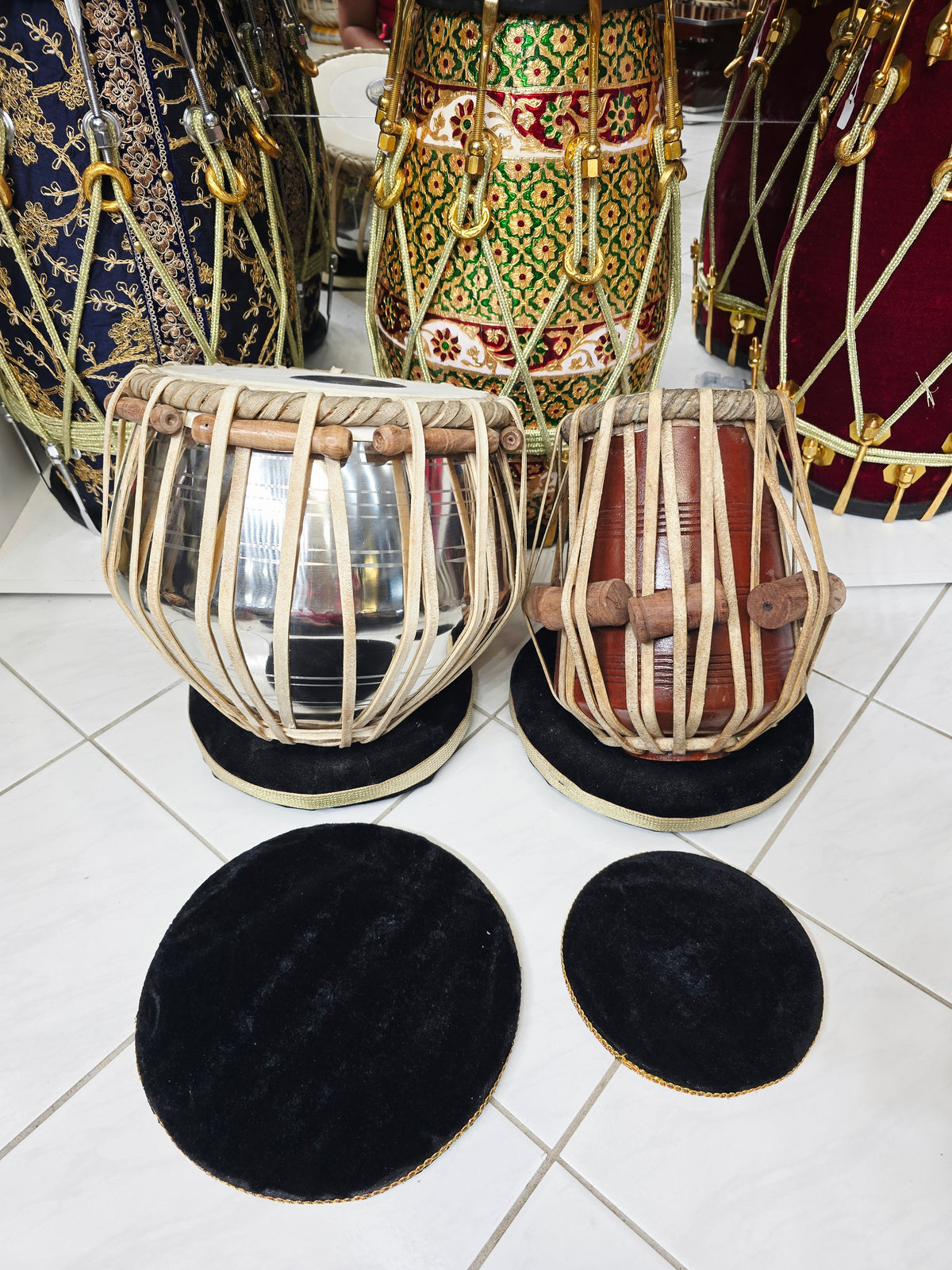 Swar Sadhana Semi-Professional Tabla Set | 5.5" E/D#/D Red Sheesham Dayan & 9.25" Brass Bayan | Very Minor Cosmetic Blemishes