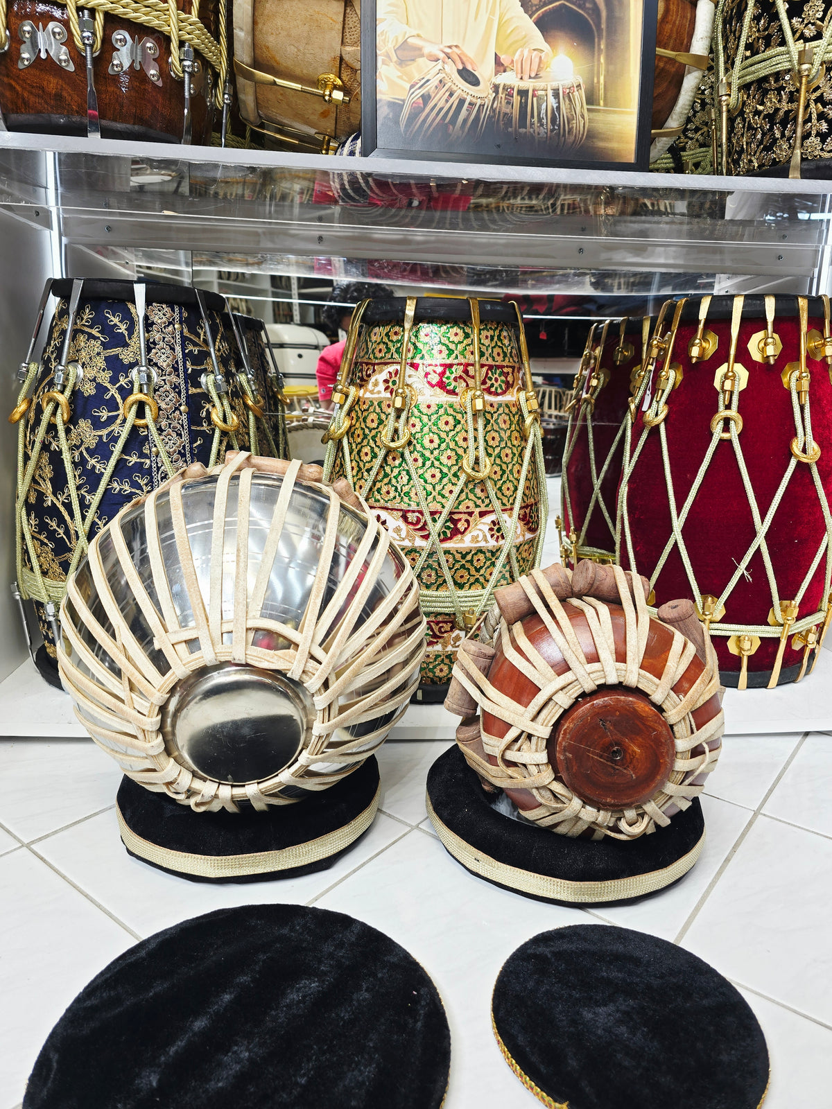 Swar Sadhana Semi-Professional Tabla Set | 5.5" E/D#/D Red Sheesham Dayan & 9.25" Brass Bayan | Very Minor Cosmetic Blemishes