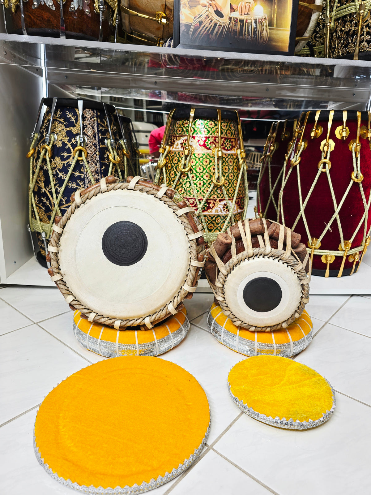 Riyaaz Heritage Semi-Professional Tabla Set | 5.5" E/D#/D Red Sheesham Dayan & 9.25" Brass Bayan | Very Minor Cosmetic Blemishes & Slight Buzzing