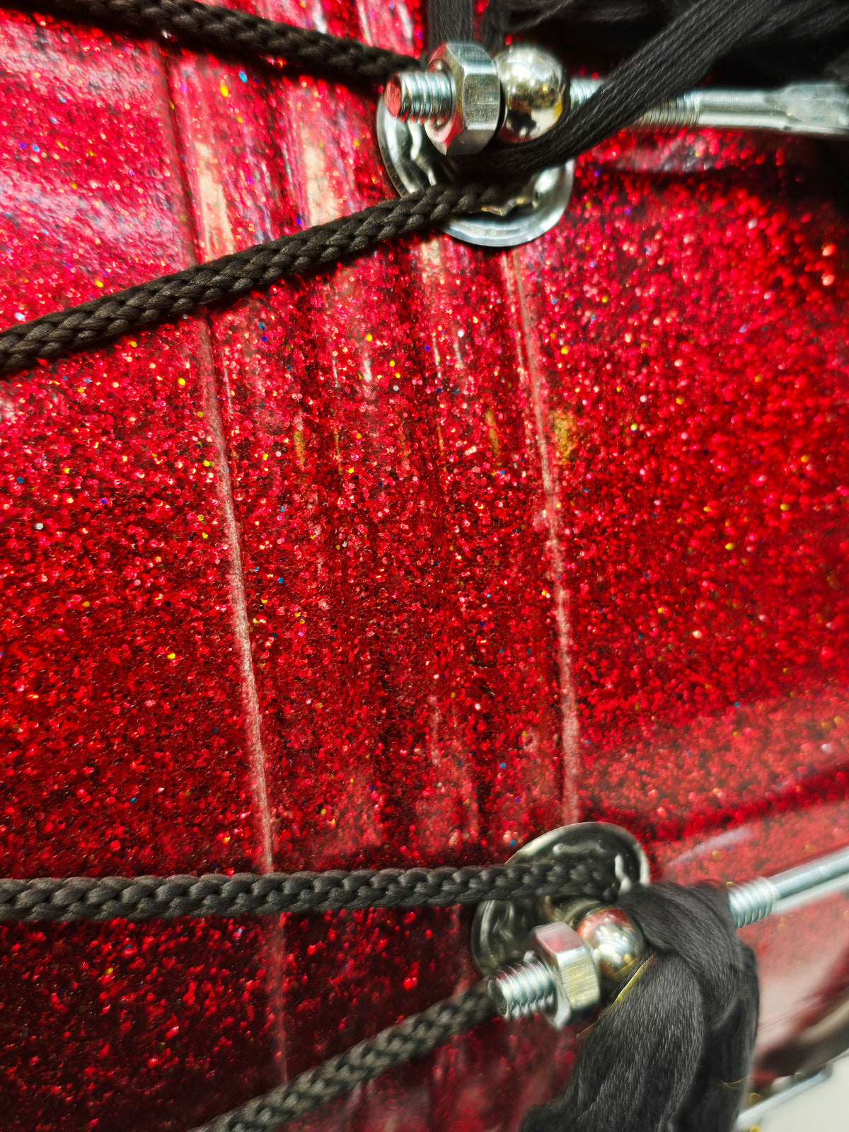 Crimson Stardust 23.75" Fiberglass Punjabi Dhol with Composite Plastic Skins on Both Sides  *Very Minor Cosmetic Blemishes