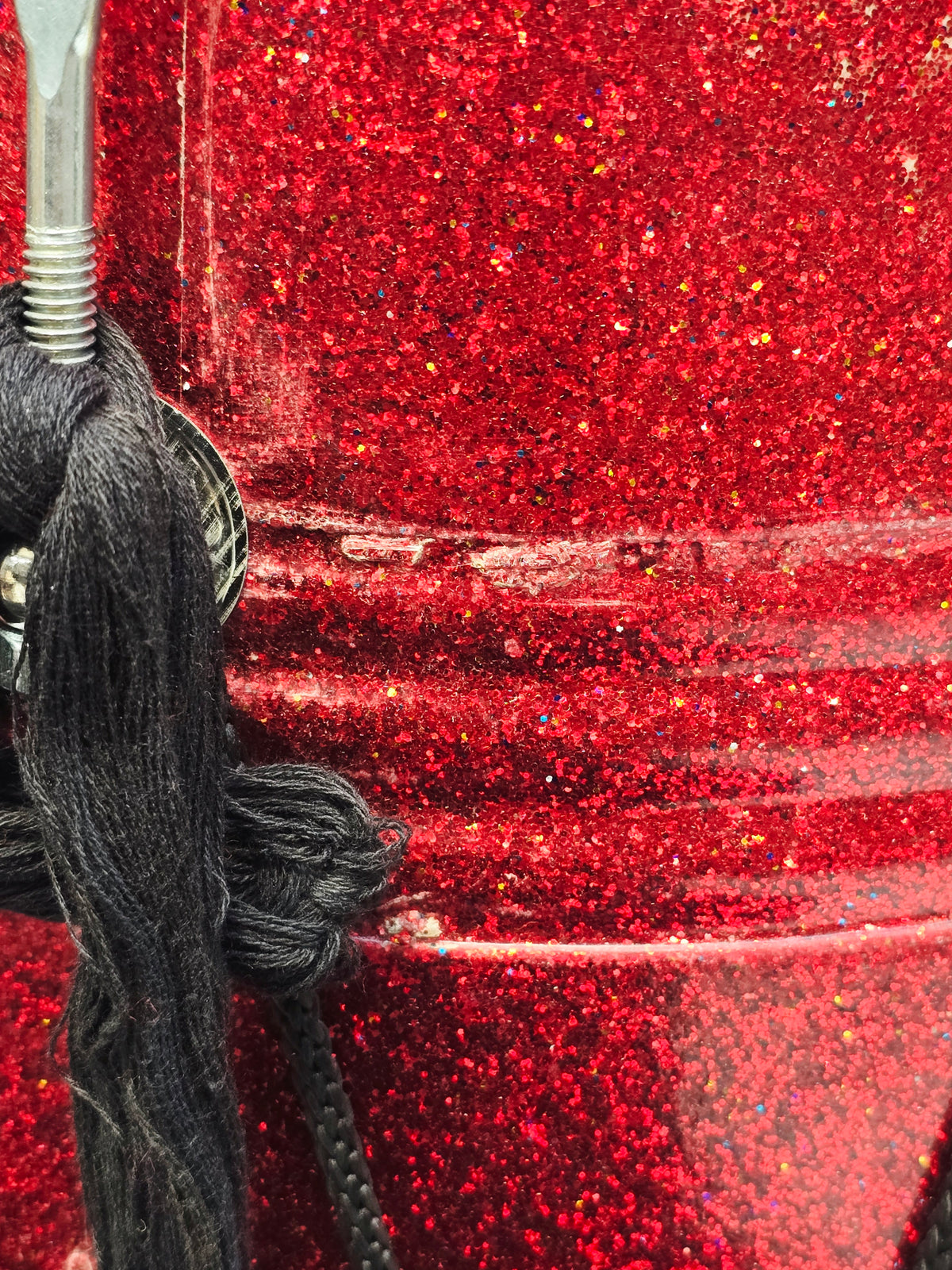 Crimson Stardust 23.75" Fiberglass Punjabi Dhol with Composite Plastic Skins on Both Sides  *Very Minor Cosmetic Blemishes