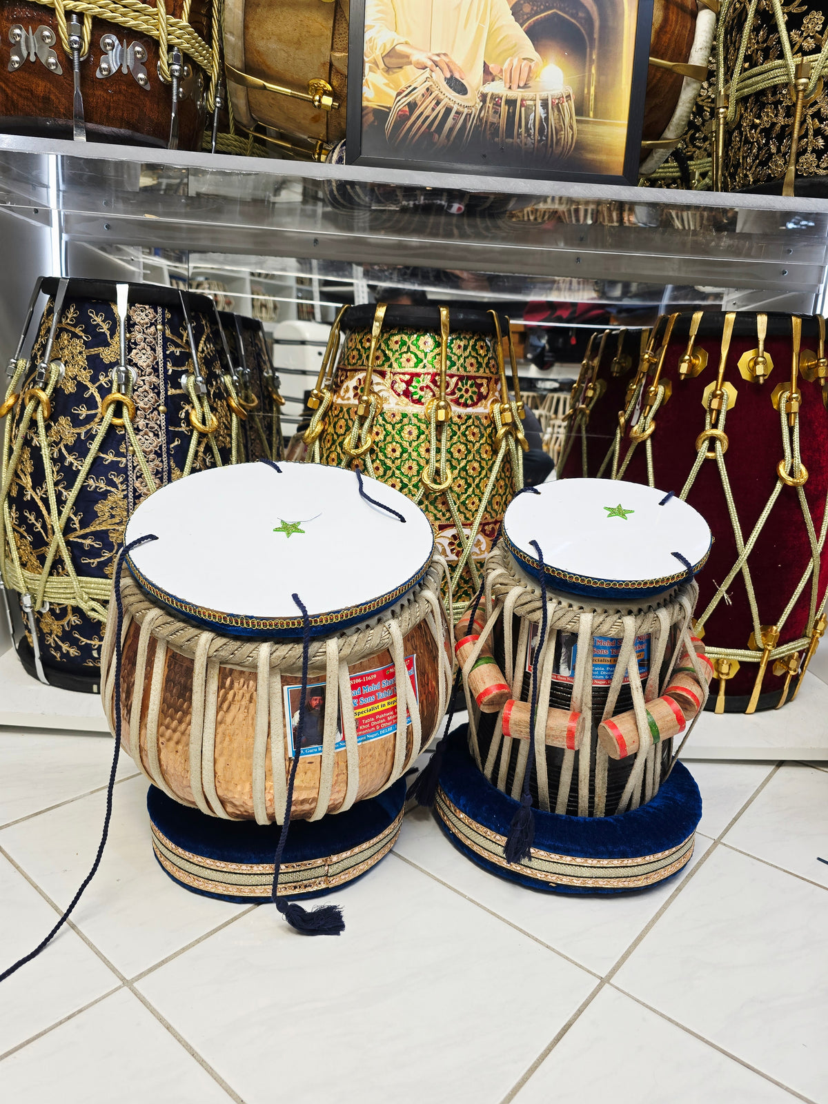 Copper Crest Elite | 9.25" Copper Bayan + 5.5" D#/E Red Sheesham Mohd. Sharif Concert Tabla Set * Very Minor Cosmetic Blemish + Barely Noticeable Ringing Sound