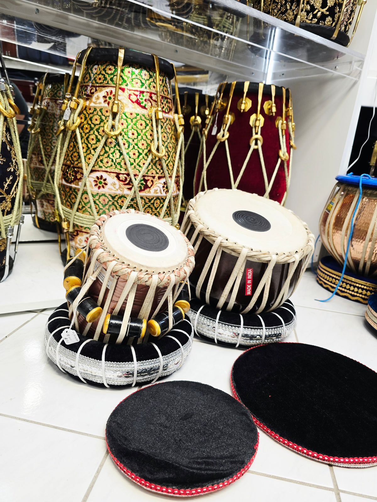 Bronze Stardust Junior | 4.75" Dayan + 8.25" Sparkly Bronze Painted Toddler Tabla Set *Very Minor Cosmetic Blemishes