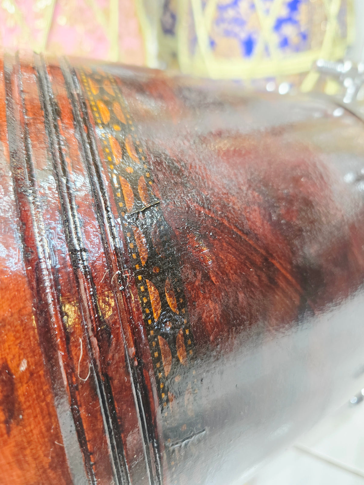 Naad Obsidian | 20.5" Red Sheesham Naal with Black Skins Very Minor Cosmetic Blemishes + Masala to Be Adjusted to Fix Vibration Sound