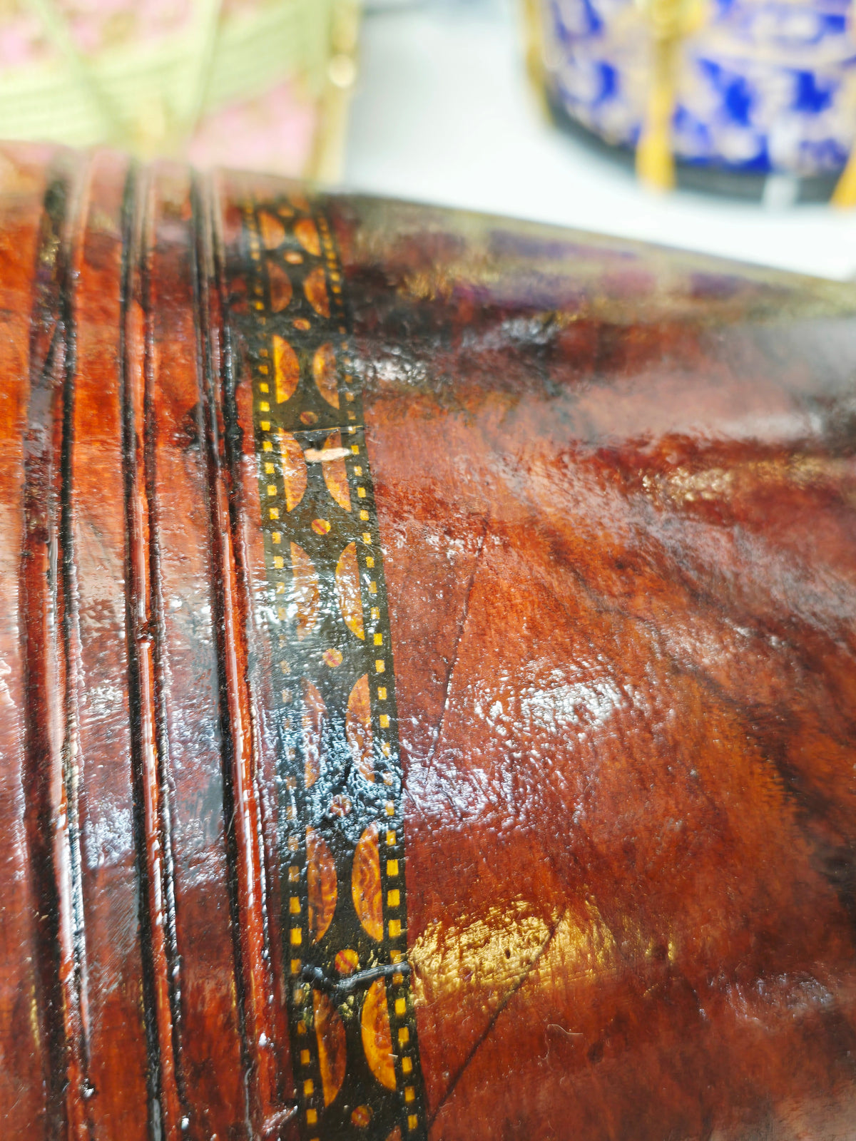 Naad Obsidian | 20.5" Red Sheesham Naal with Black Skins Very Minor Cosmetic Blemishes + Masala to Be Adjusted to Fix Vibration Sound