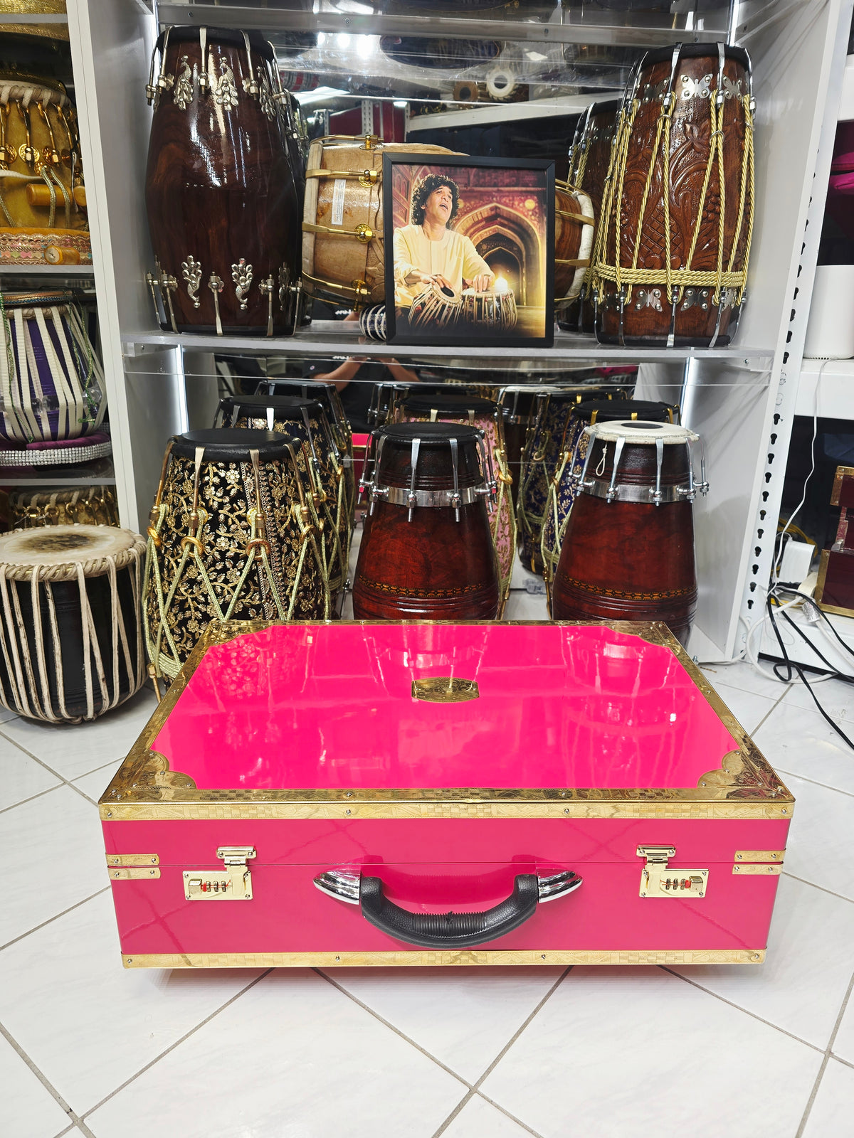 Suramayi Empress | 3 Reed BMF 9 Changer Pink Harmonium with Pink & Golden-Orange Keys