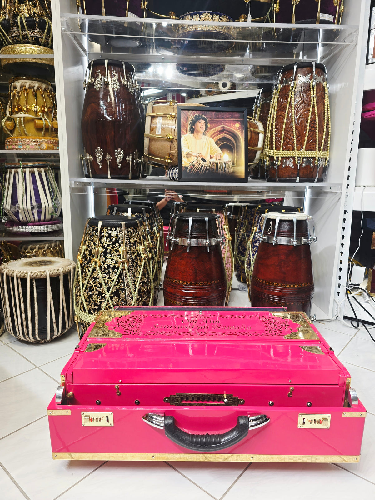 Suramayi Empress | 3 Reed BMF 9 Changer Pink Harmonium with Pink & Golden-Orange Keys