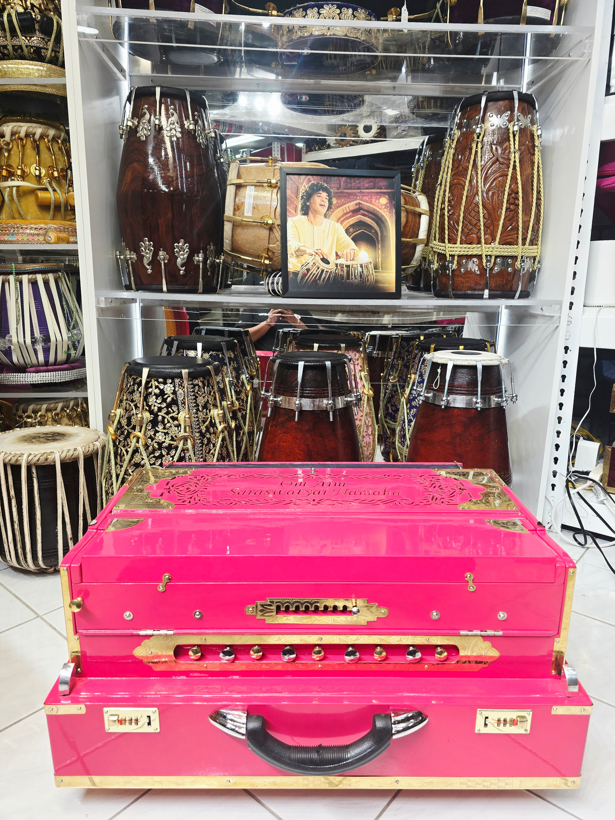 Suramayi Empress | 3 Reed BMF 9 Changer Pink Harmonium with Pink & Golden-Orange Keys