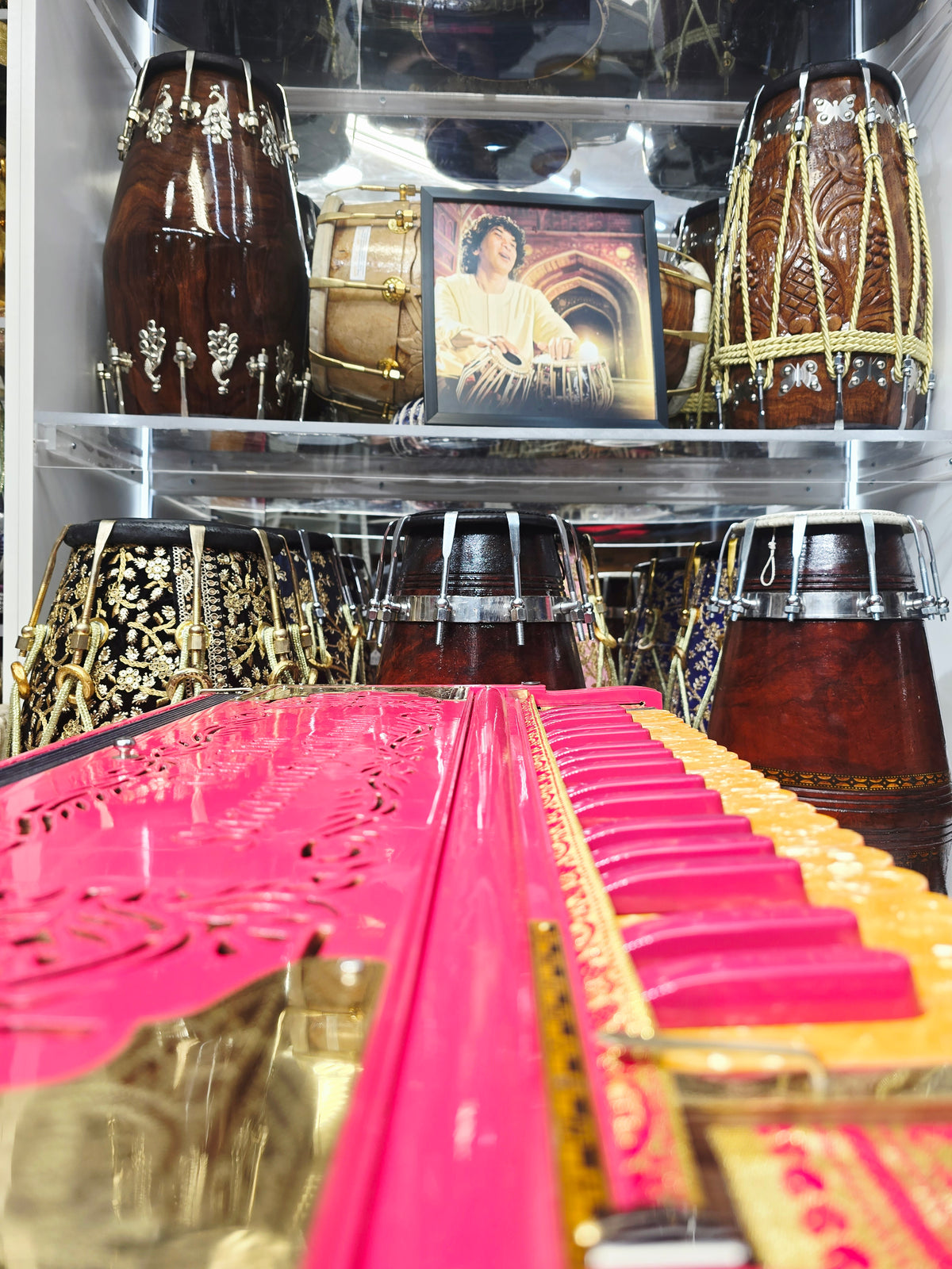 Suramayi Empress | 3 Reed BMF 9 Changer Pink Harmonium with Pink & Golden-Orange Keys
