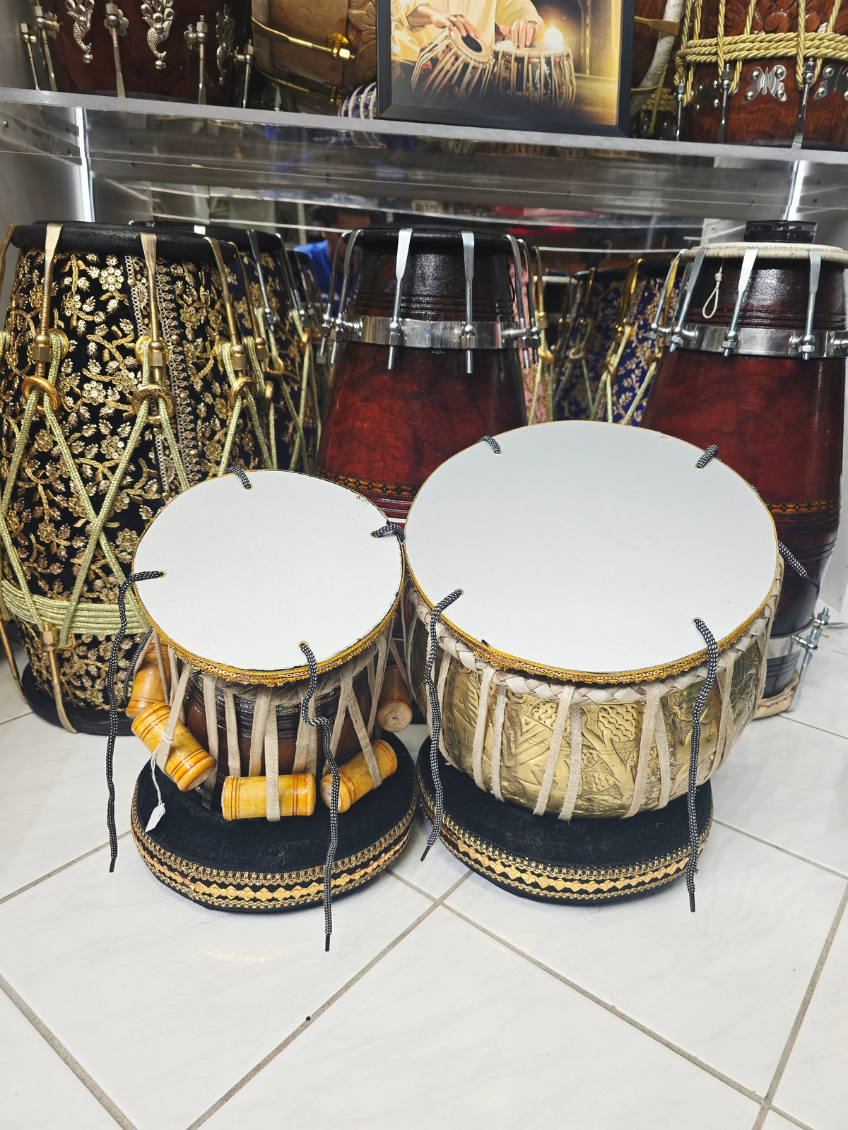 Svarna Pravesh | 9.25" Bayan + 5.25" D#/E Refurbished Dayan Student Quality Tabla Set *Cosmetic Blemishes