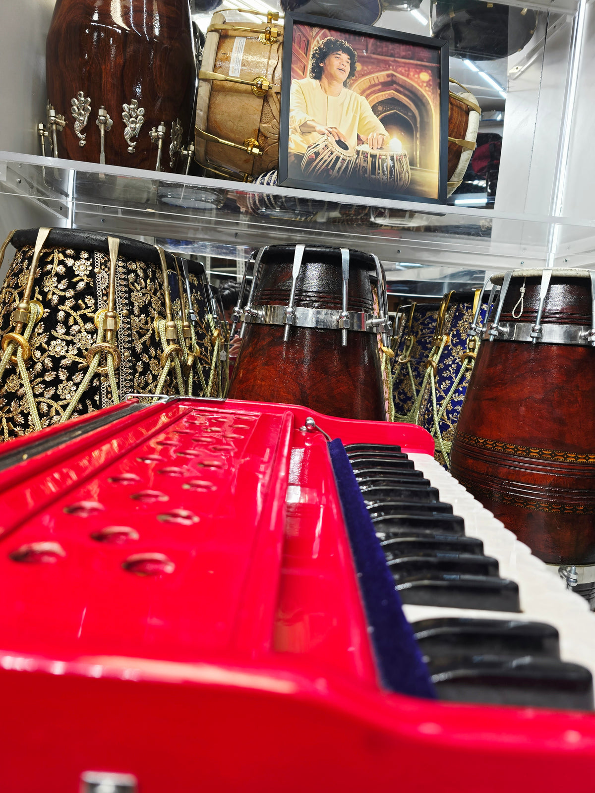 Crimson Melody: Compact Red 32 Key Semi-Pro Boxed Harmonium (with Minor Cosmetic Imperfections) with Coupler (Without Stoppers)