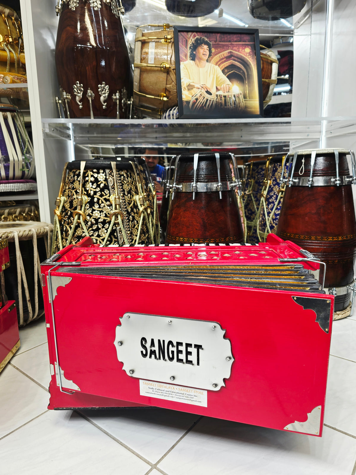 Crimson Melody: Compact Red 32 Key Semi-Pro Boxed Harmonium (with Minor Cosmetic Imperfections) with Coupler (Without Stoppers)