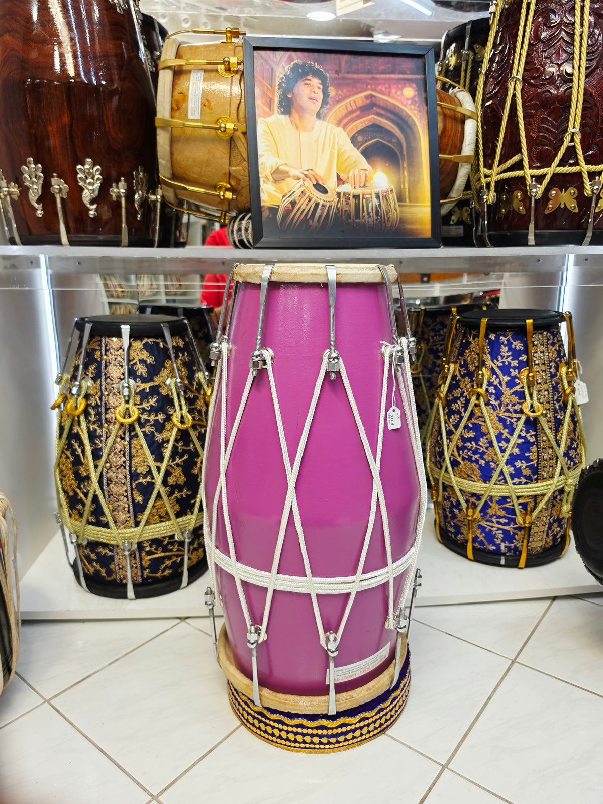 Lavanya Melody | 22" 16lbs Lavender Painted Refurbished West Indian Bolted Dholak *Minor Cosmetic Blemishes