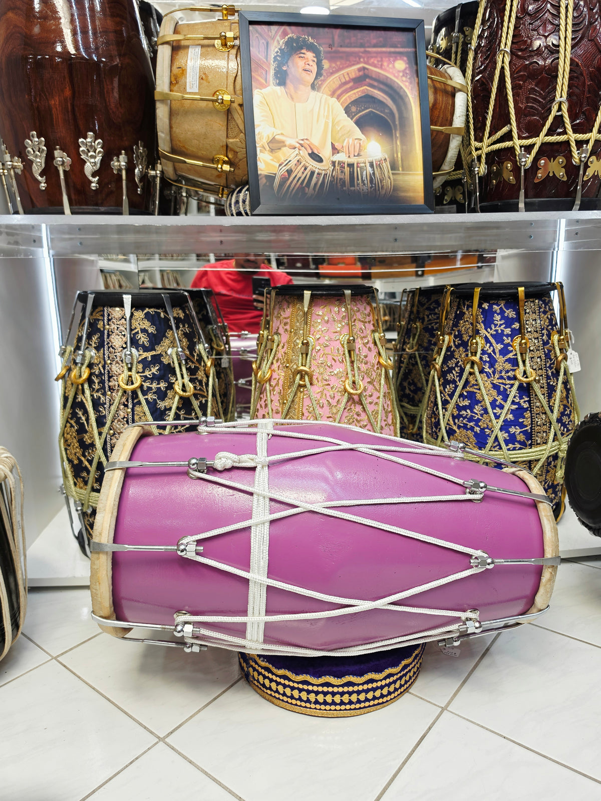Lavanya Melody | 22" 16lbs Lavender Painted Refurbished West Indian Bolted Dholak *Minor Cosmetic Blemishes