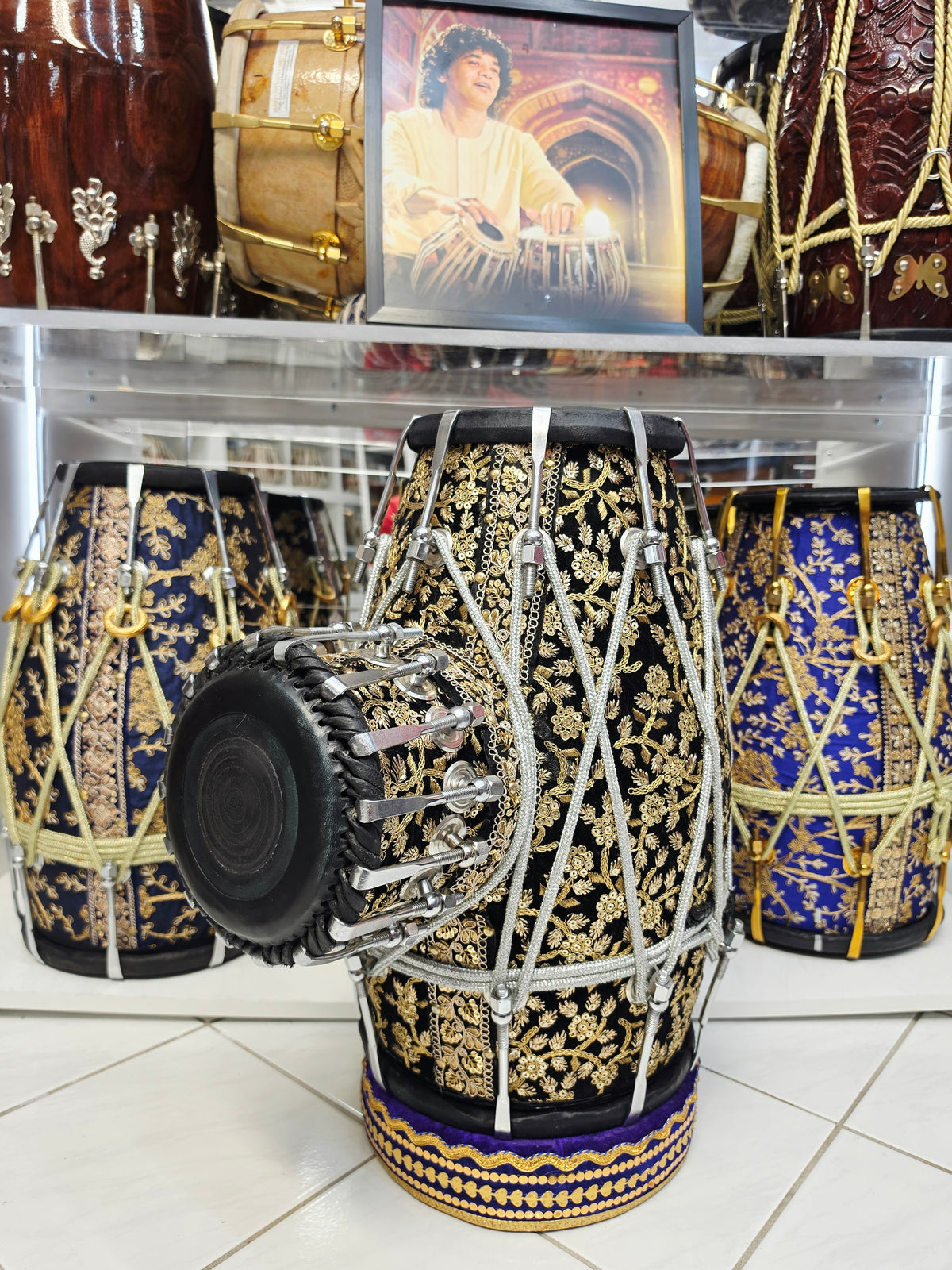 Sur Rang Royale | Premium Black Sherwani-Wrapped Red Sheesham Tabolak (Tabla Dholak) with 5.5" E Dayan *Promotional Price + Exceptional Tone*