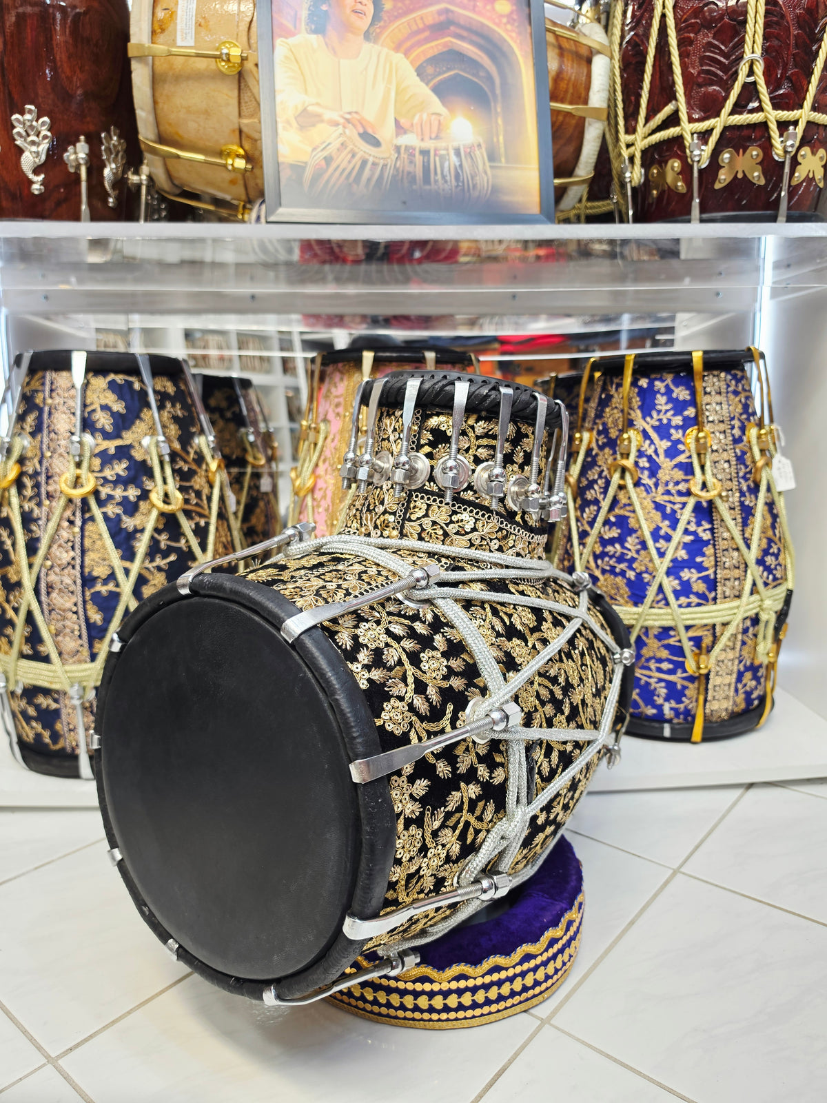 Sur Rang Royale | Premium Black Sherwani-Wrapped Red Sheesham Tabolak (Tabla Dholak) with 5.5" E Dayan *Promotional Price + Exceptional Tone*
