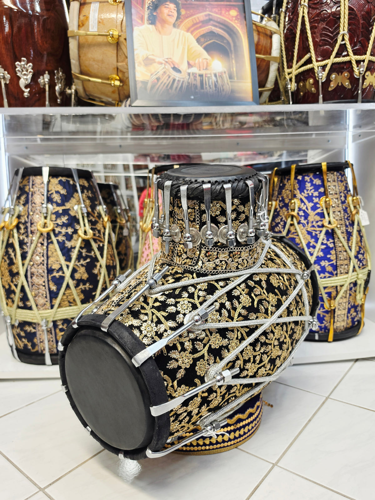 Sur Rang Royale | Premium Black Sherwani-Wrapped Red Sheesham Tabolak (Tabla Dholak) with 5.5" E Dayan *Promotional Price + Exceptional Tone*
