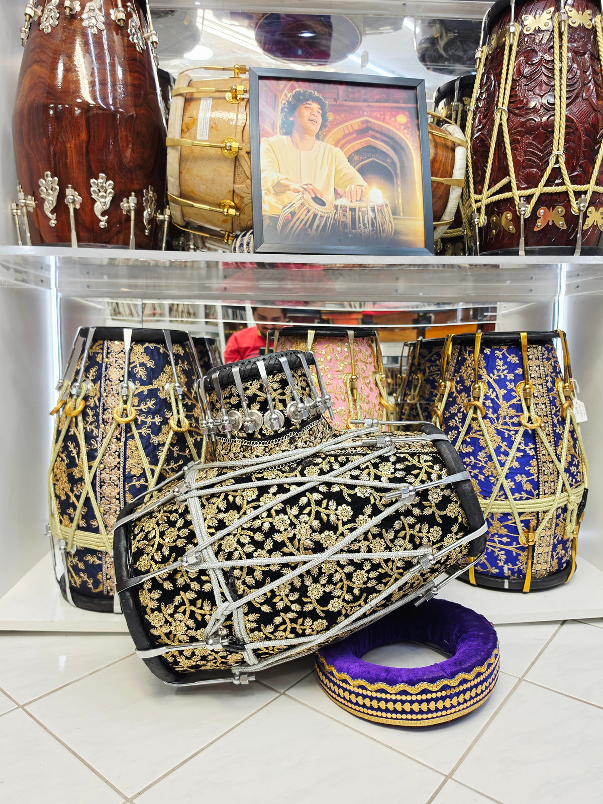 Sur Rang Royale | Premium Black Sherwani-Wrapped Red Sheesham Tabolak (Tabla Dholak) with 5.5" E Dayan *Promotional Price + Exceptional Tone*