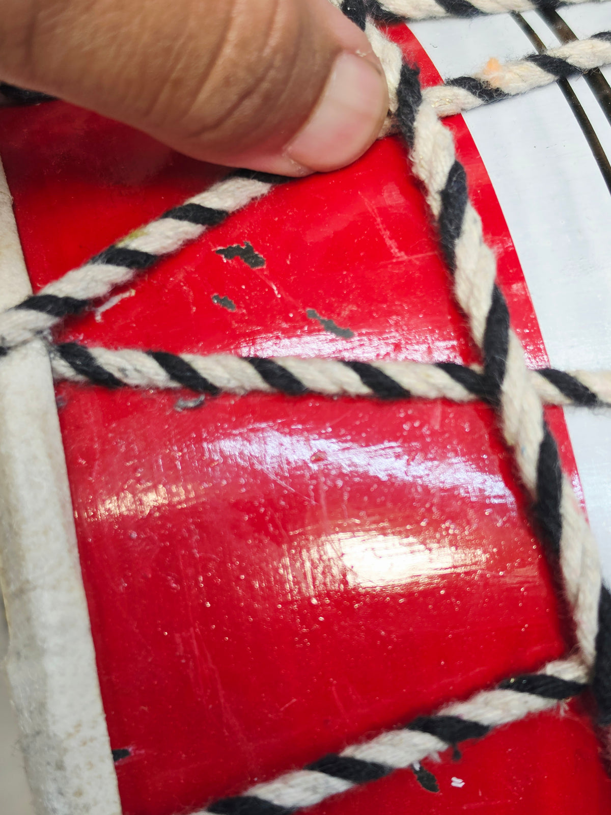 Red Toddler Dholak with Black & White Stripes (For Ages 1-3) *Cosmetic Defects