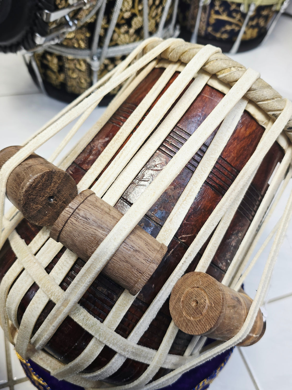 RudraSwar Heritage | 5⅞" D/D# Red Sheesham Mohd. Sharif Skin Tabla Dayan *Cosmetic Blemishes on Shell