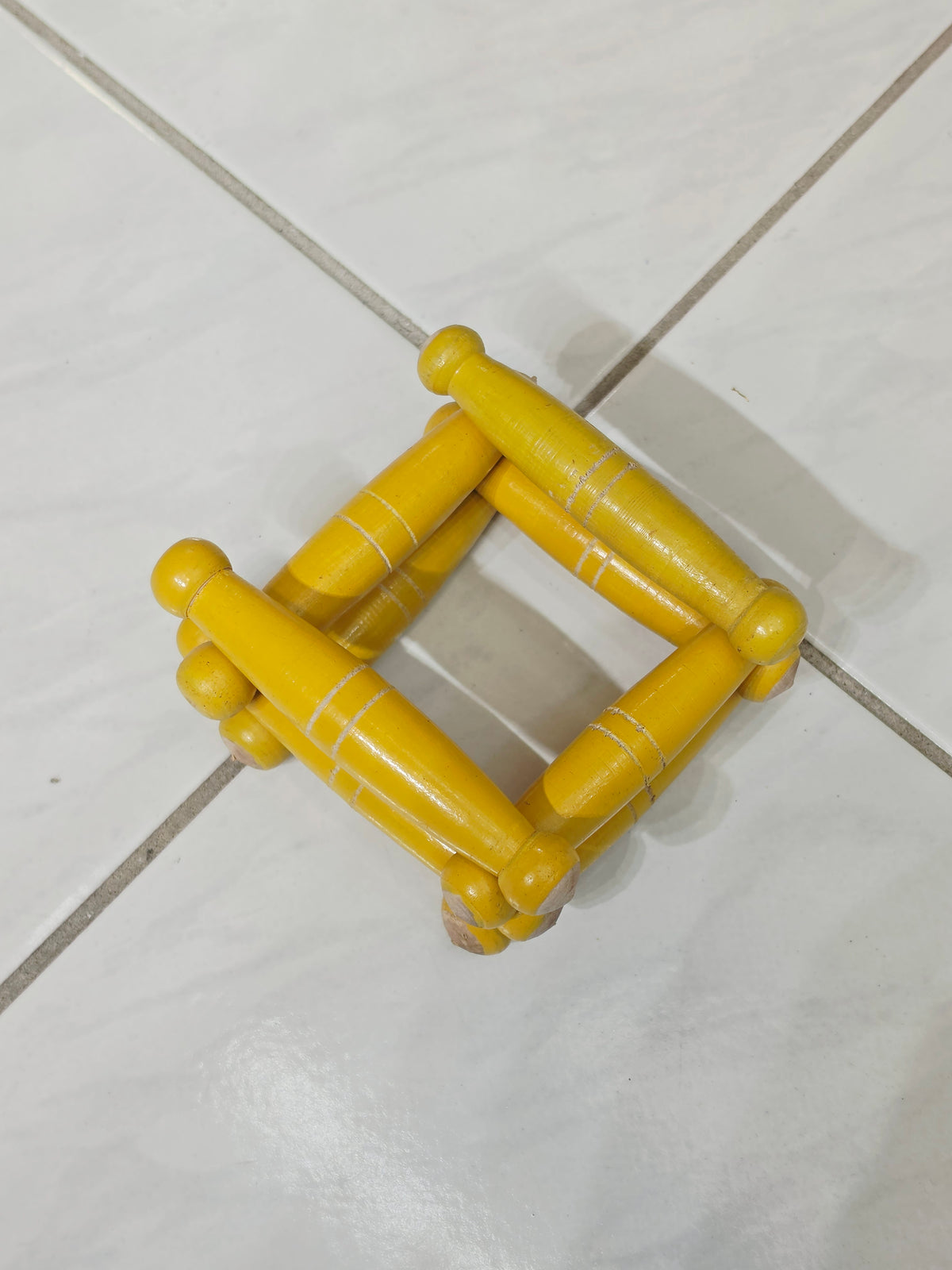 Yellow Wooden Bayan Ghattas (8-Piece)