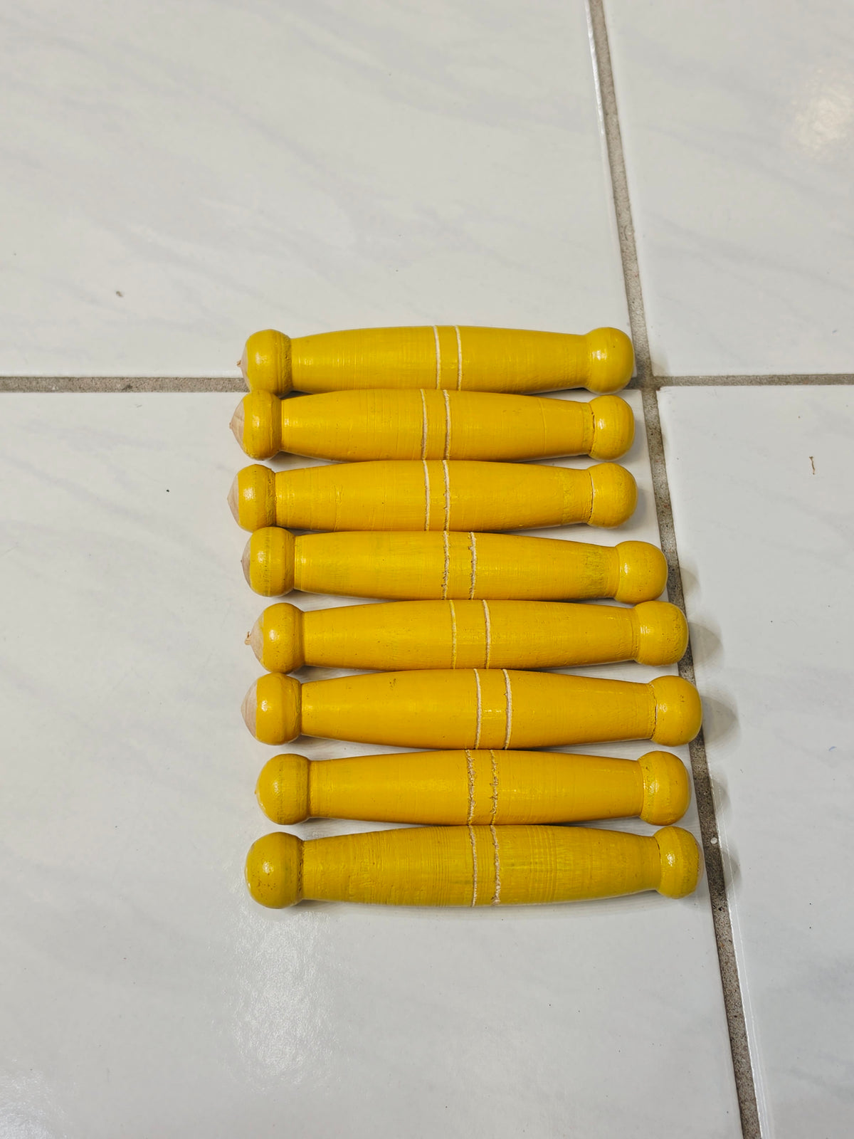 Yellow Wooden Bayan Ghattas (8-Piece)