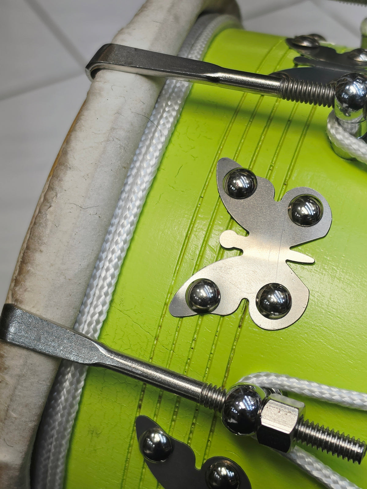 Lime Inferno | Premium Painted Red Sheesham Dholak with Carry Handle * Minor Cosmetic Blemishes