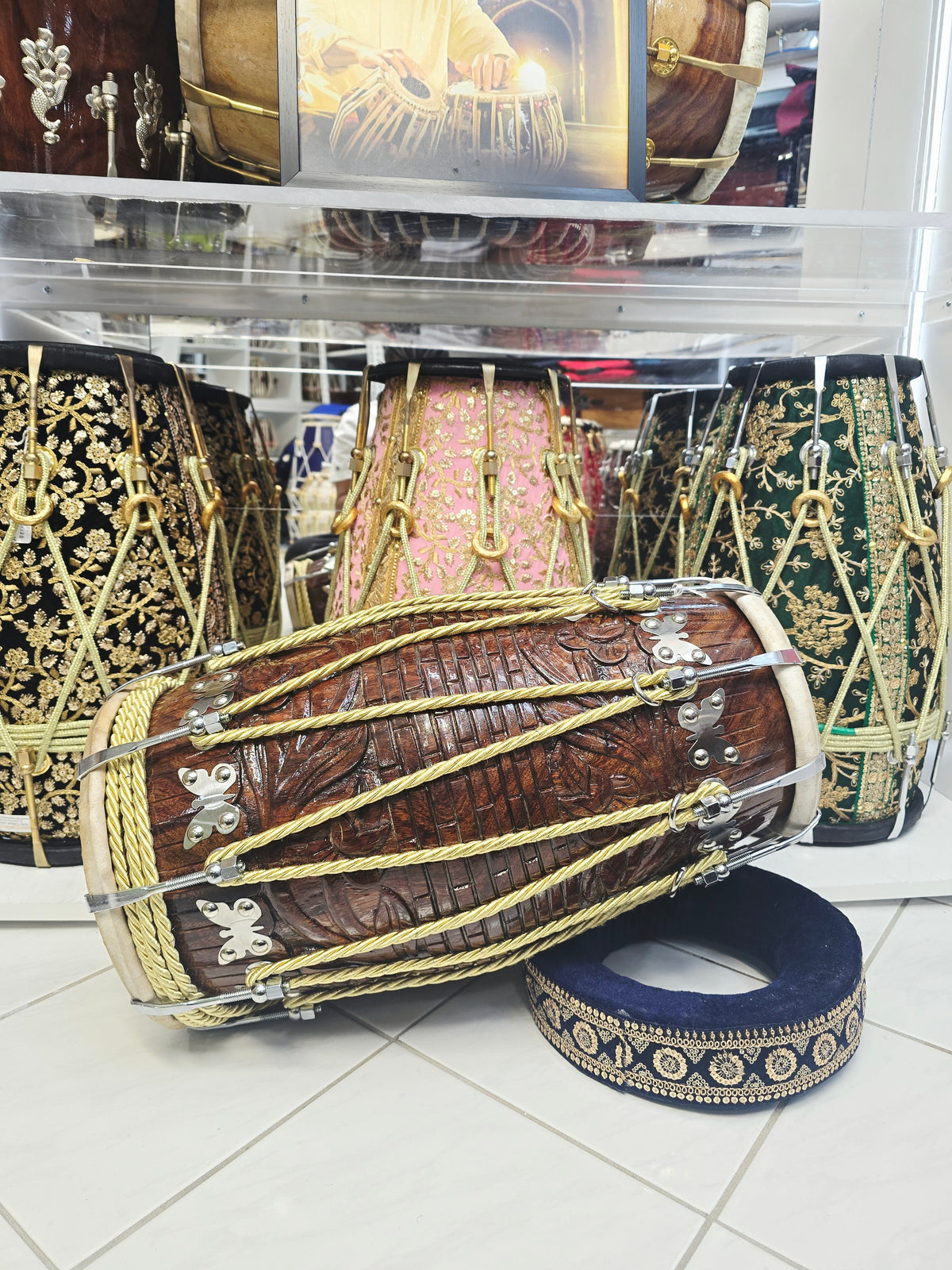 Rajvansh | Hand-Engraved Chetram Gill Red Sheesham Dholak *Exceptional Tone