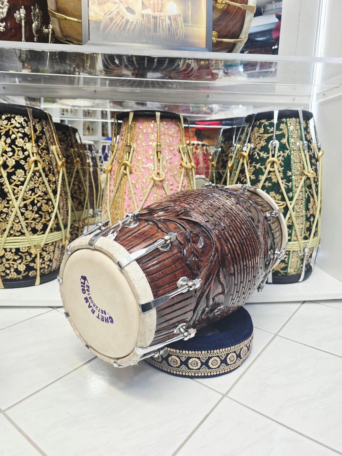 Vanraj | Hand-Engraved Chetram Red Sheesham Dholak