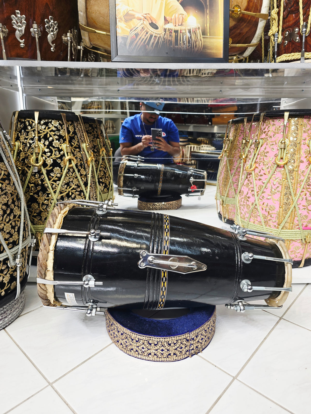 Kala Vaadya Refurbished Black Bina Naal (Dholki) | Exceptional Tone with Carry Handle *Cosmestic Blemishes