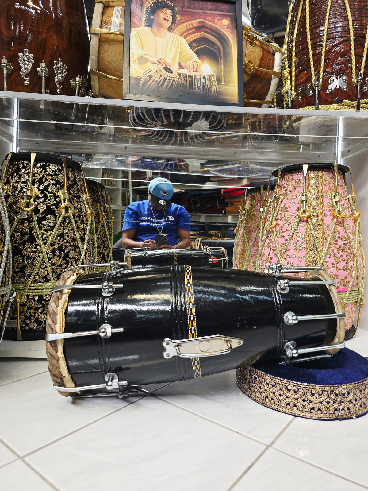 Kala Vaadya Refurbished Black Bina Naal (Dholki) | Exceptional Tone with Carry Handle *Cosmestic Blemishes