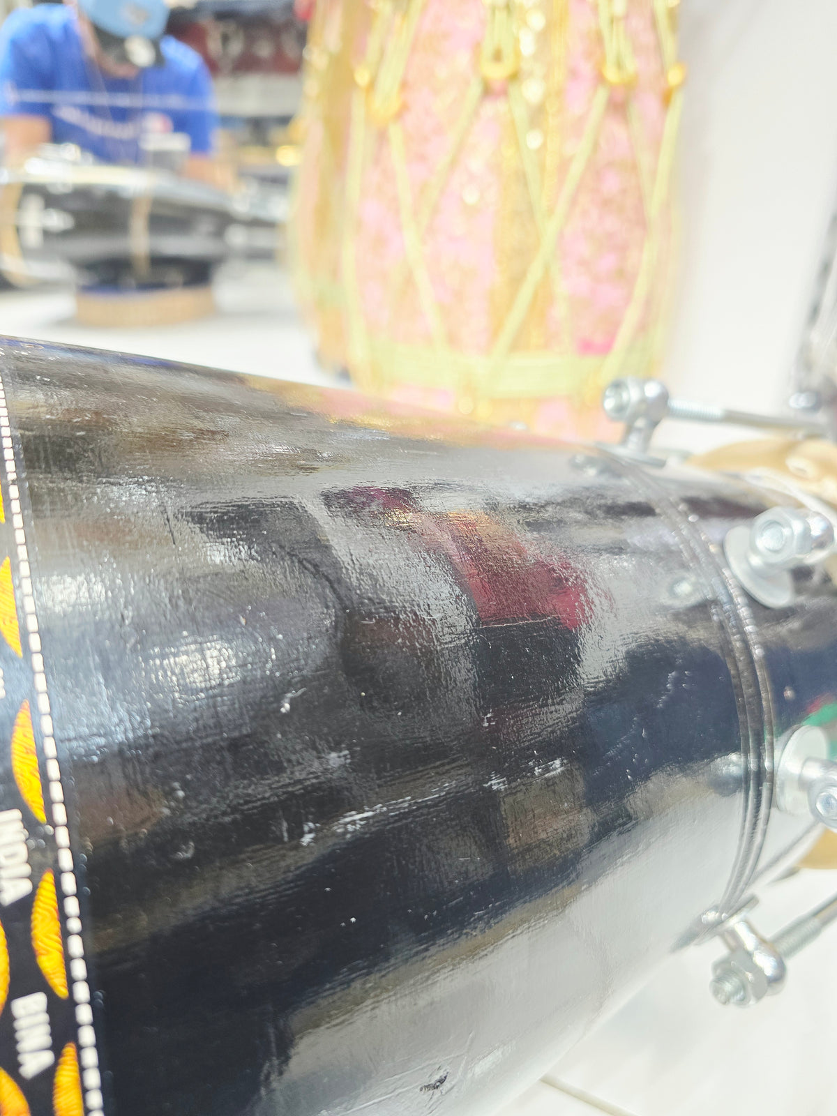Kala Vaadya Refurbished Black Bina Naal (Dholki) | Exceptional Tone with Carry Handle *Cosmestic Blemishes