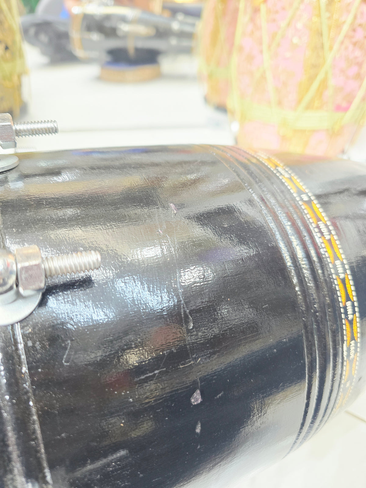 Kala Vaadya Refurbished Black Bina Naal (Dholki) | Exceptional Tone with Carry Handle *Cosmestic Blemishes