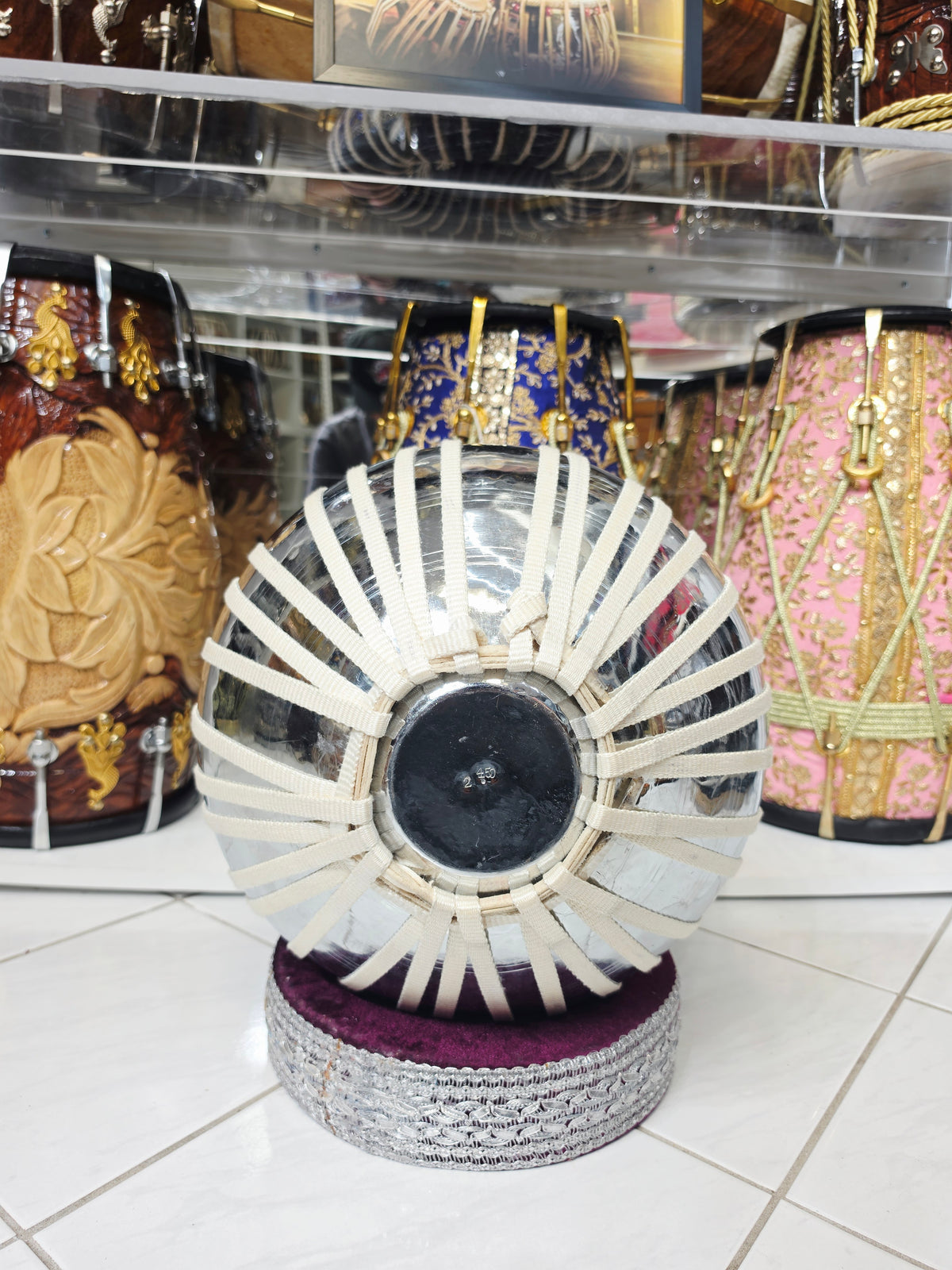 Silver Thunder Elite – 9.25" Silver-Finished Brass Bayan with Premium Mohd. Sharif Concert Skin *Minor Cosmetic Blemishes