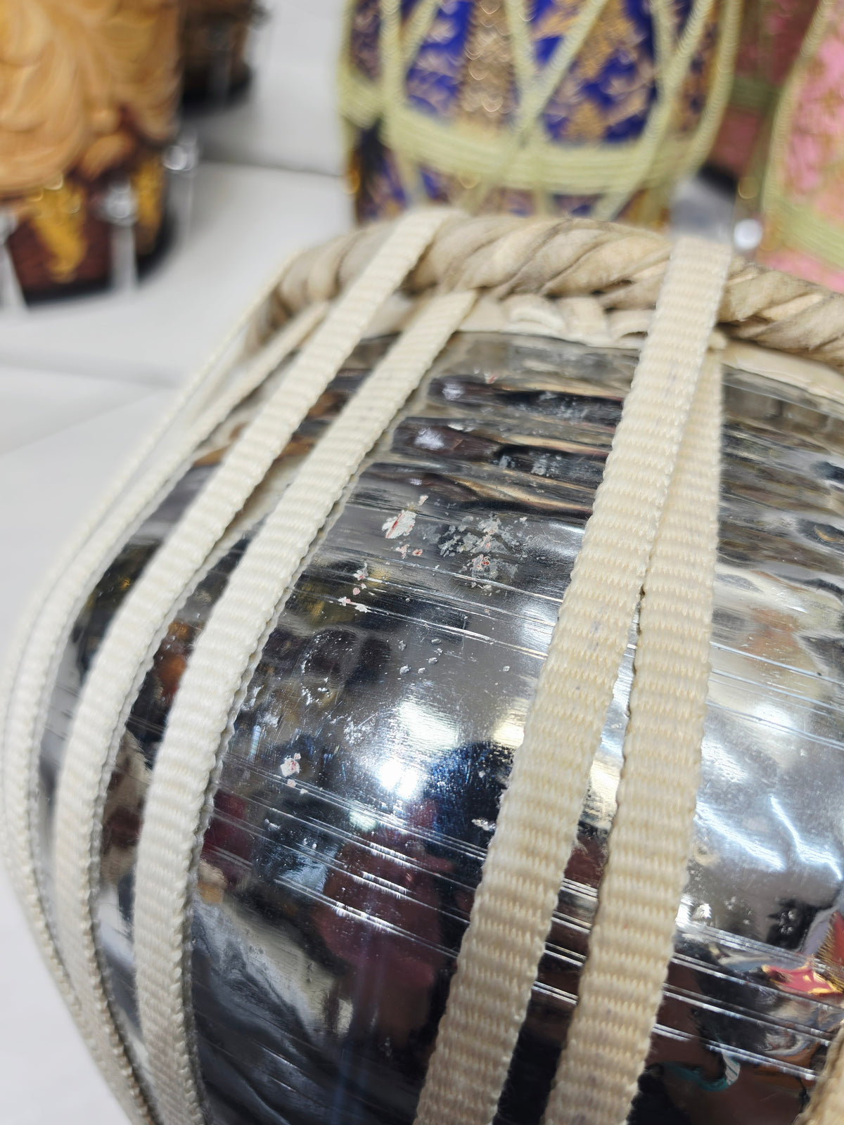 Silver Thunder Elite – 9.25" Silver-Finished Brass Bayan with Premium Mohd. Sharif Concert Skin *Minor Cosmetic Blemishes