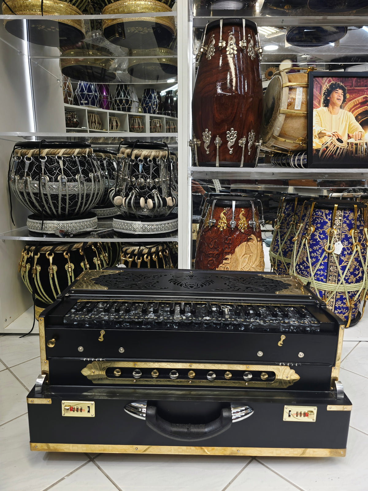 Custom Harmonium for Hasib: Midnight Raag | 42-Key 3-Reed BMF Matte Black Non-Scale Changer Harmonium with Black German Keys *Balance Payment Link*