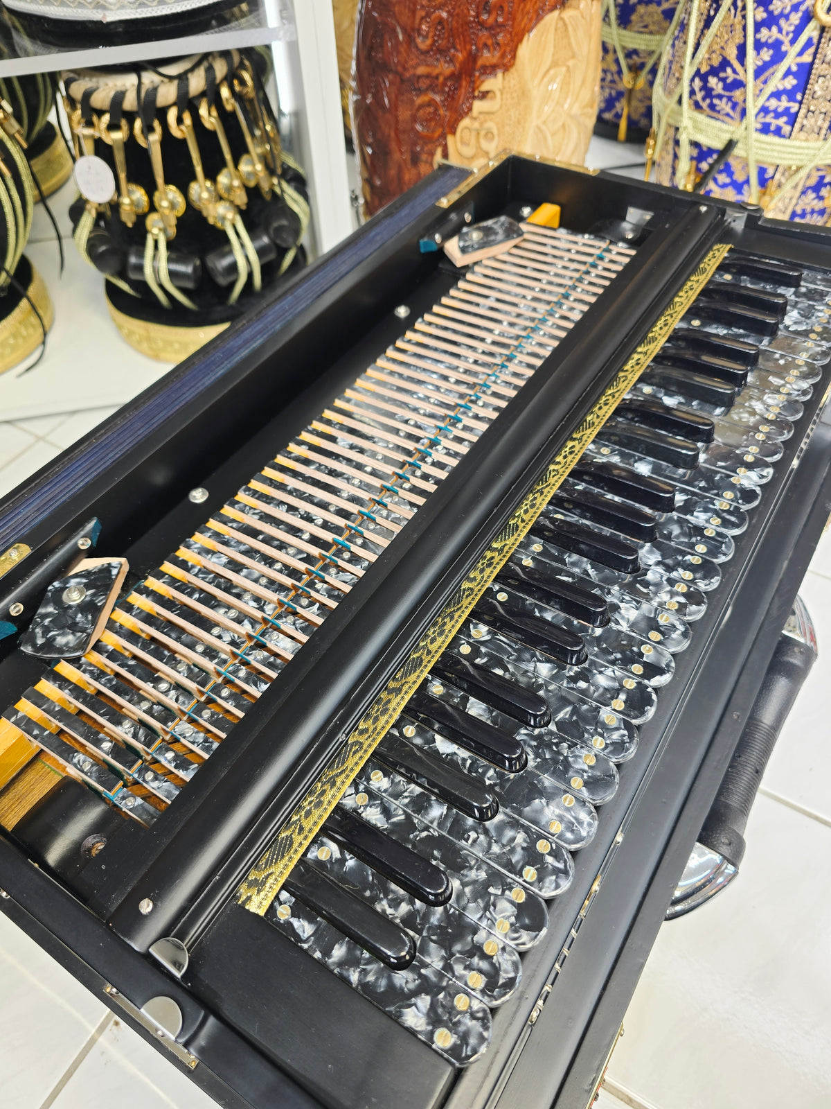 Custom Harmonium for Hasib: Midnight Raag | 42-Key 3-Reed BMF Matte Black Non-Scale Changer Harmonium with Black German Keys *Balance Payment Link*