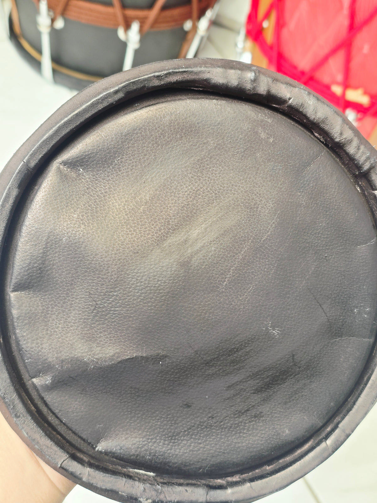 6.25" Concert Quality Black Dholak Treble Skin *Very Minor Cosmetic Blemishes