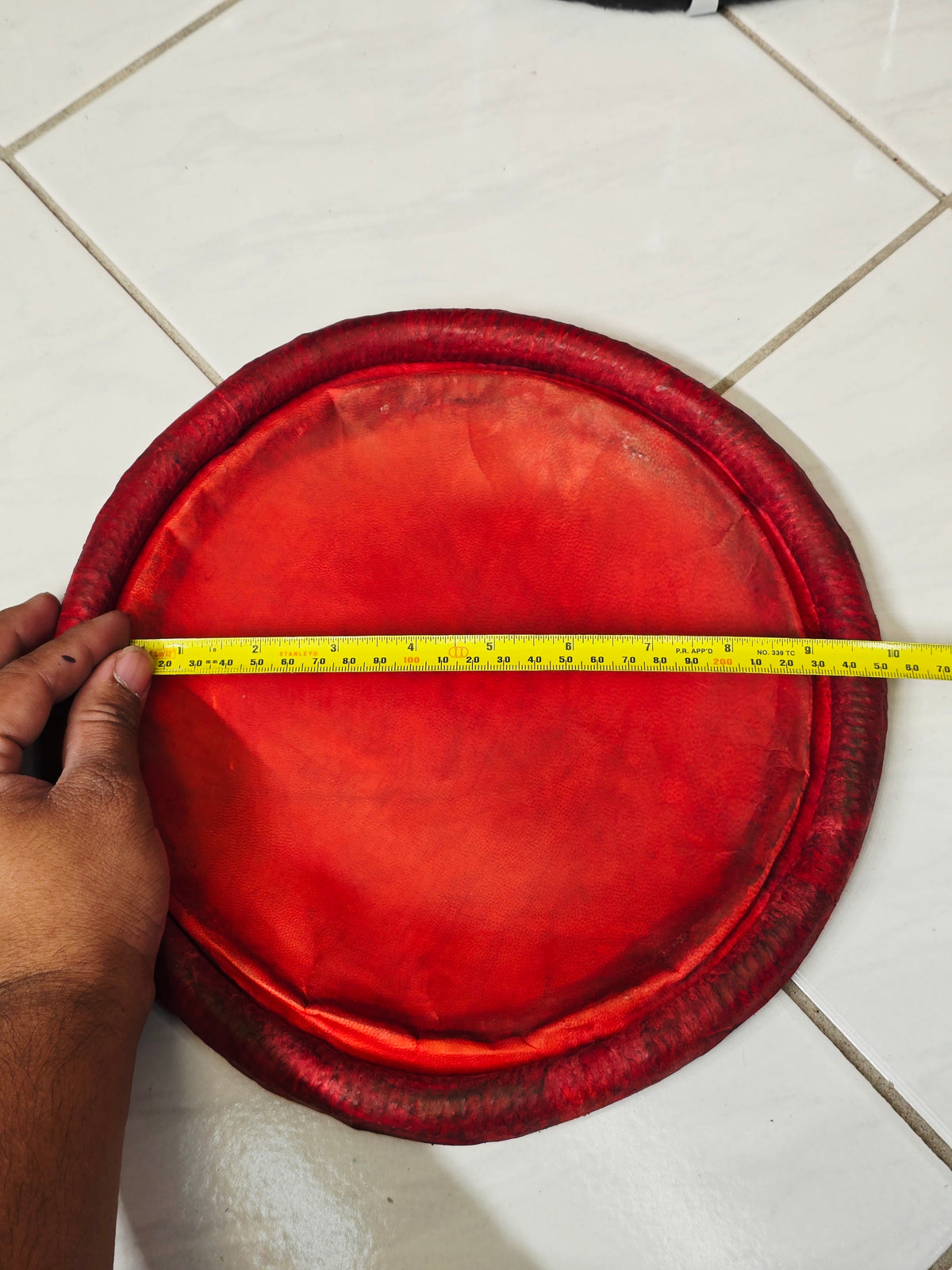9" Concert Quality Red-Orange Dholak Bass Skin