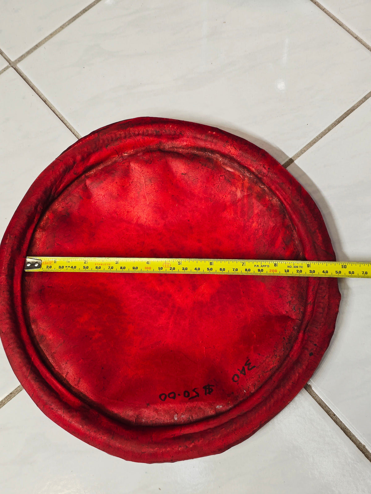 9" Concert Quality Red-Orange Dholak Bass Skin