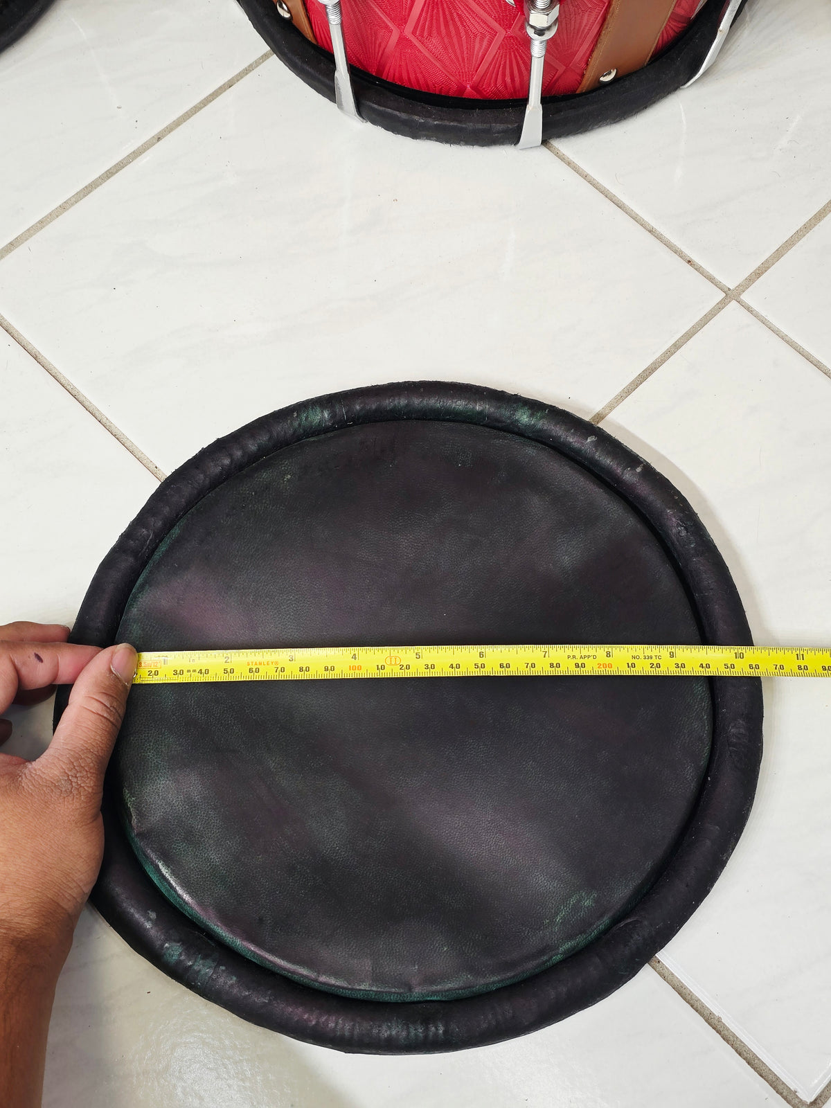 9.5" Concert Quality Dark Green Dholak Bass Skin